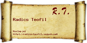 Radics Teofil névjegykártya